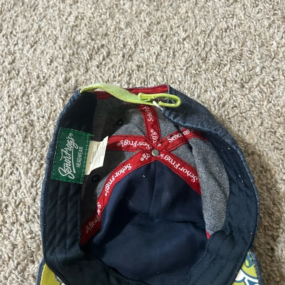Señor Frog's Navy Hat Lime Frog Patch Mexico Headwear Adjustable Men's Cap Red